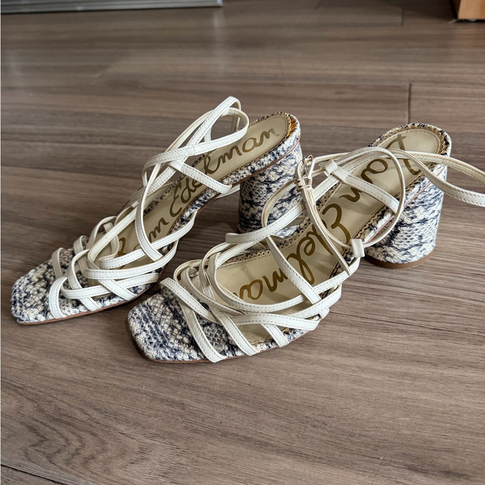 Sam Edelman Women's Snake Print Stacked Heels